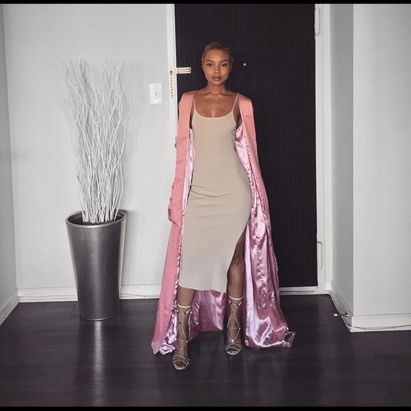 Darian Satin Maxi Coat Blush Pink 
